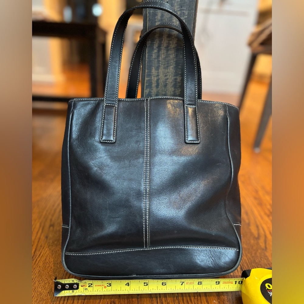 COACH-Black Leather Hampton Tote Bag